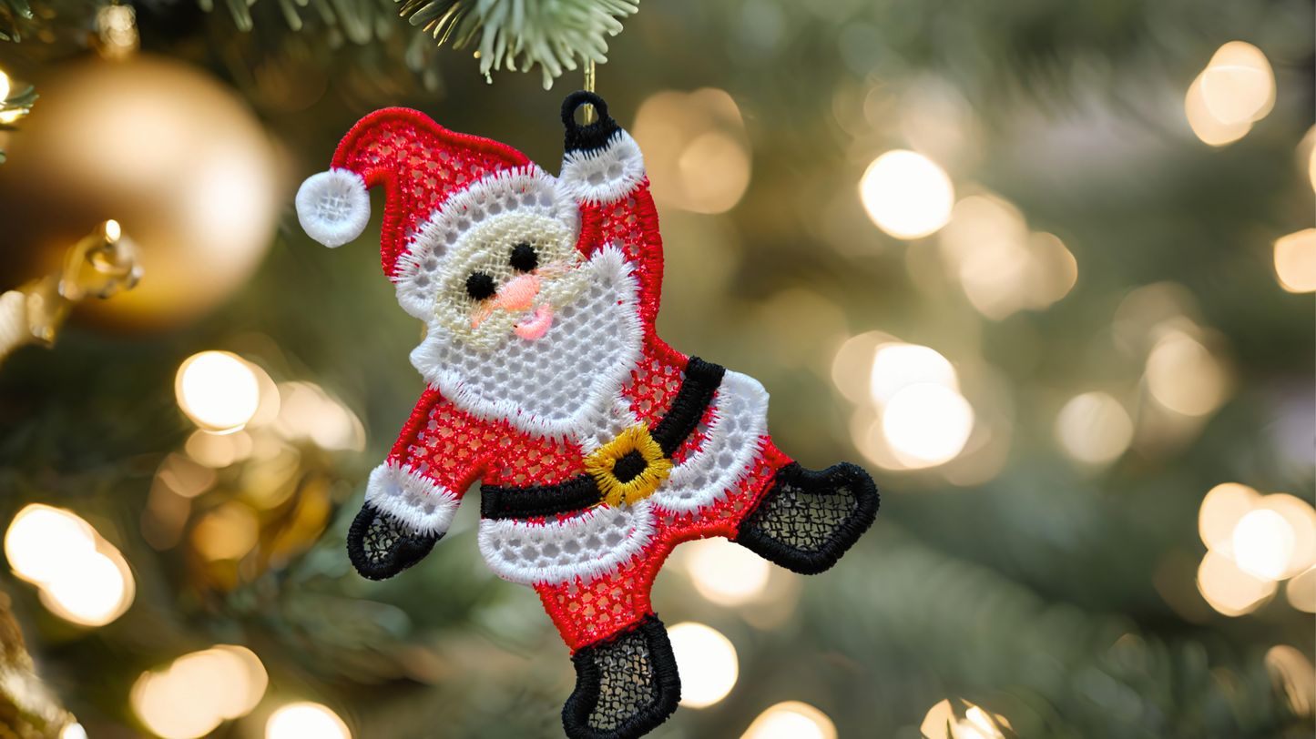 Hanging Lace Santa Christmas Decoration