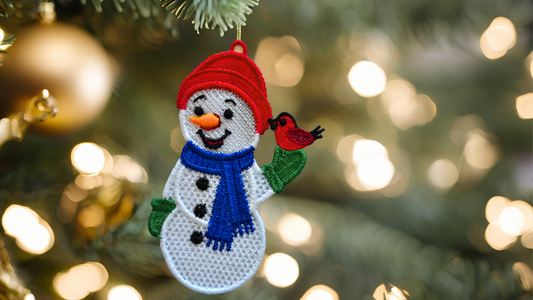 Snowman & Robin Lace Christmas Decoration