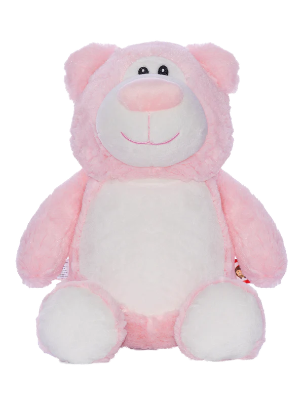 Pink teddy bear plush toy on a white background